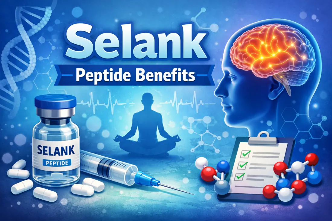 Selank peptide vials in a lab setting